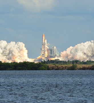 Space shuttle launch in Cape Canaveral, USA