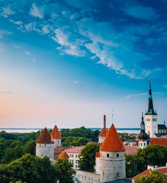 Tallinn skyline at night