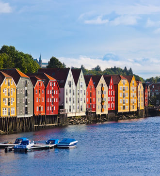 Waterfront buildings in Trondheim, Norway