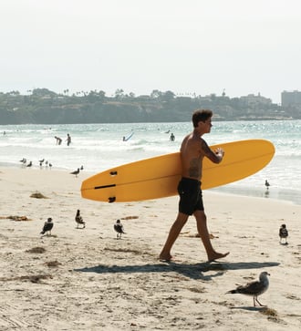 Surfing in San Diego, California