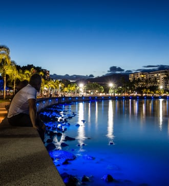 Cairns esplanade by night, Australia