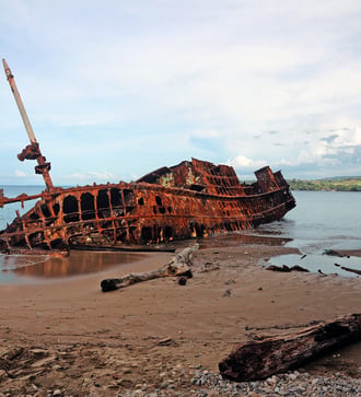 World War II shipwreck near Honiara, Guadalcanal, Solomon Islands