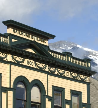 Railroad building in Skagway, Alaska