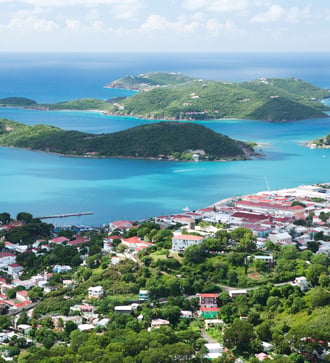 Aerial view of Charlotte Amalie, St Thomas
