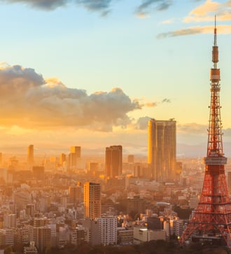 Tokyo skyline at sunset