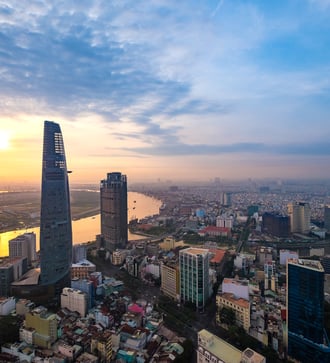 Ho Chi Minh City skyline at night, Vietnam