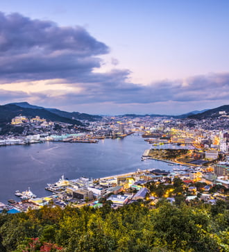 Aerial view of Nagasaki, Japan