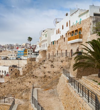 Ancient walls and houses in Tangier, Morocco