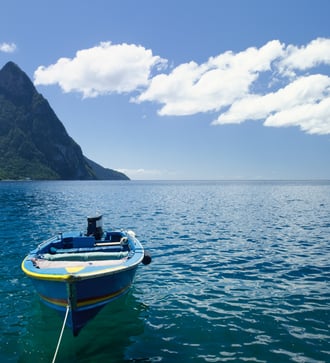 Boat near the Pitons, Saint Lucia