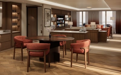 Penthouse Suite onboard Crystal Cruises’ Crystal Grace on Decks 7 and 9