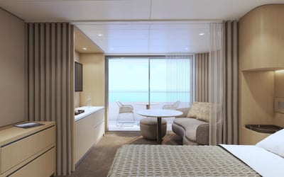 Rendering of Grand Deluxe Verandah Suite on board Scenic Ikon