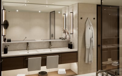 Sapphire Suite Bathroom Onboard Crystal Cruises’ Crystal Grace