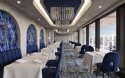 Rendering of Anthology restaurant on board Explora III