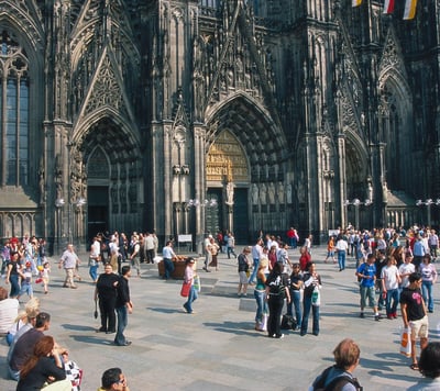 People outside Cologne cathedral