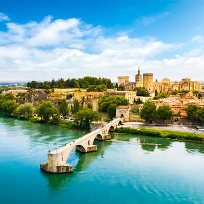 Saint Benezet bridge and Rhone in Avignon France
