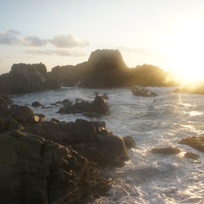 Conchi natural pool at sunset, Aruba