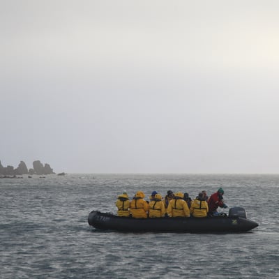 Zodiac boat off Antarctica