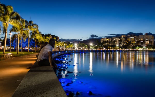 Cairns esplanade by night, Australia