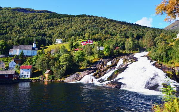 Waterfall in Hellesylt, Norway