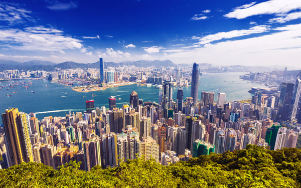 Aerial view of Hong Kong skyline