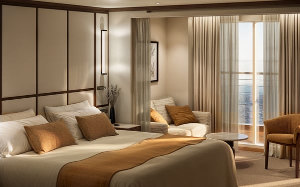 Aquamarine Suite without bathtub onboard Crystal Cruises’ Crystal Grace