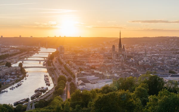 Sunset over Rouen, France