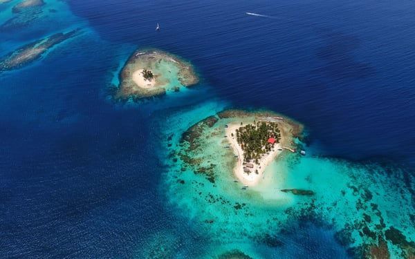Aerial view of San Blas islands, Panama