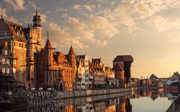 Motlawa river in Gdansk, Poland