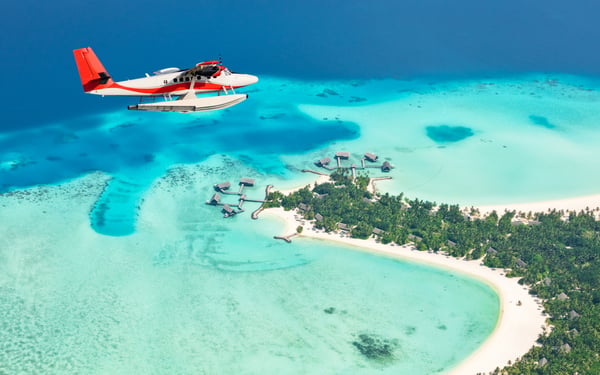Sea plane over the Maldives