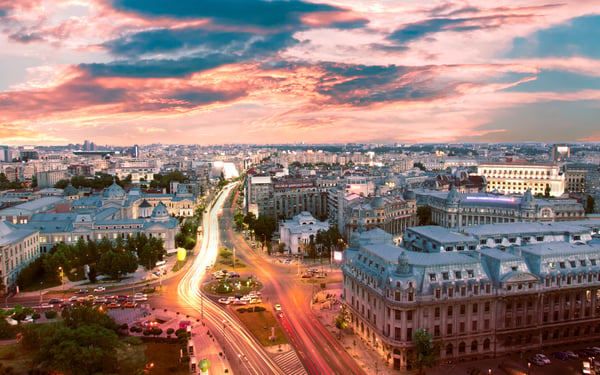 Sunset over Bucharest, Romania