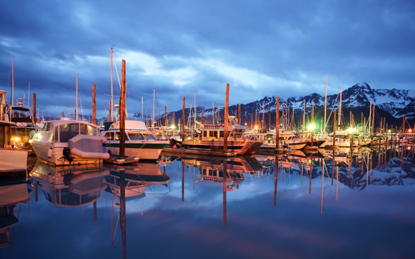 Seward harbour at night