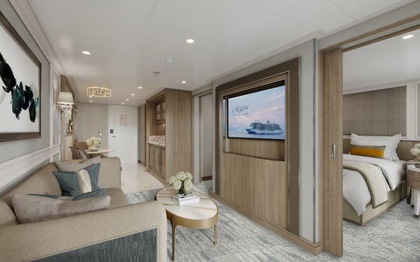 Penthouse Suite rendering on board Regent Seven Seas Prestige