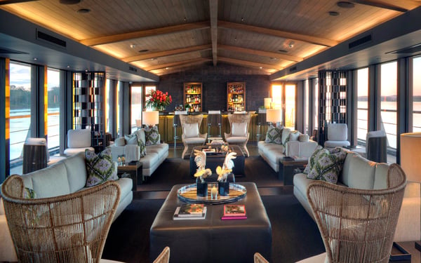 Lounge on board Aqua Nera Amazon river ship