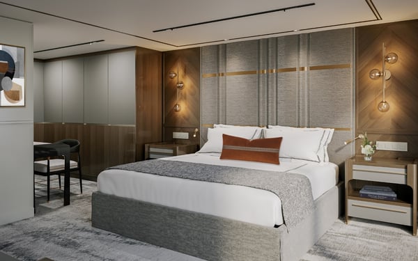 Signature Suite rendering on board Regent's Seven Seas Prestige