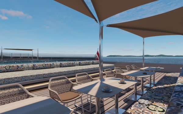 Rendering of Yacht Club terrace on board Scenic Ikon
