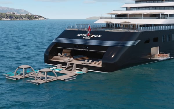 Rendering of the water sports marina on board Scenic Ikon