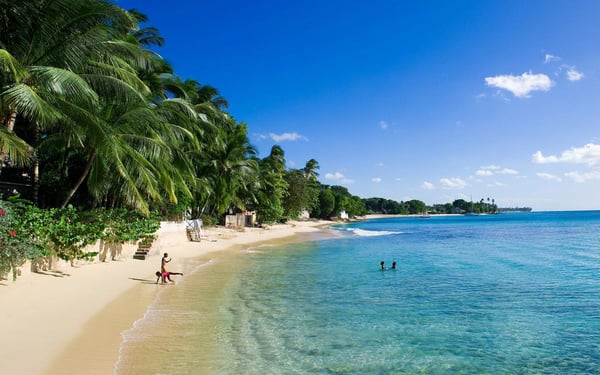 Children on the beach in Barbados