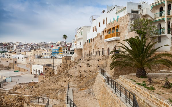 Ancient walls and houses in Tangier, Morocco