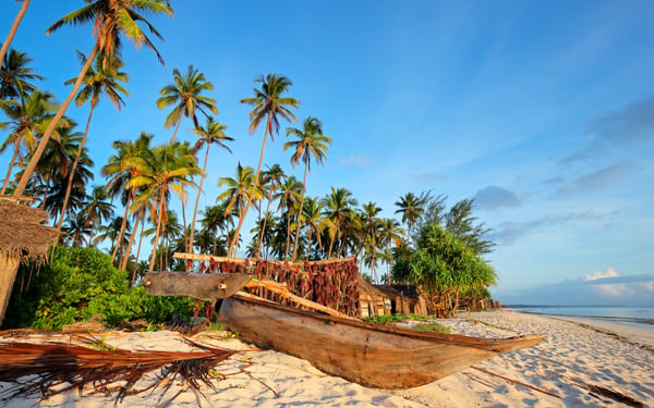 Dhow on the beach in Zanzibar, Tanzania
