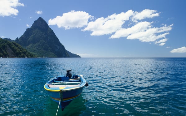 Boat near the Pitons, Saint Lucia
