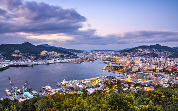 Aerial view of Nagasaki, Japan