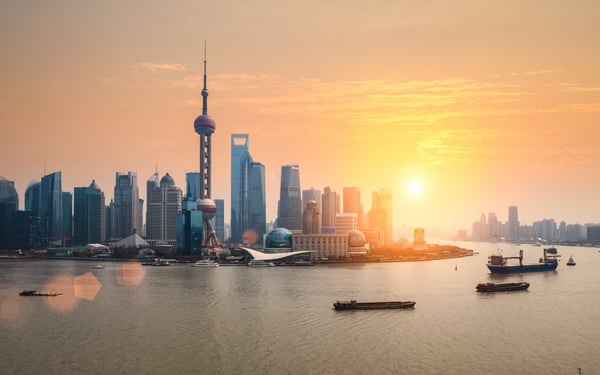 Sunset over Shanghai, China