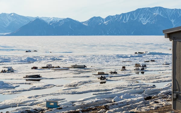 Qaamutiiks in spring ice, Pond Inlet, Canada