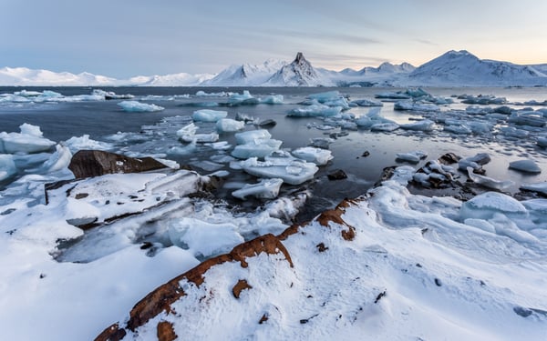 Icy landscape of Spitsbergen, Svalbard archipelago
