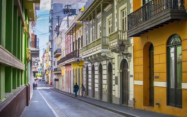 Old town streets of San Juan, Puerto Rico