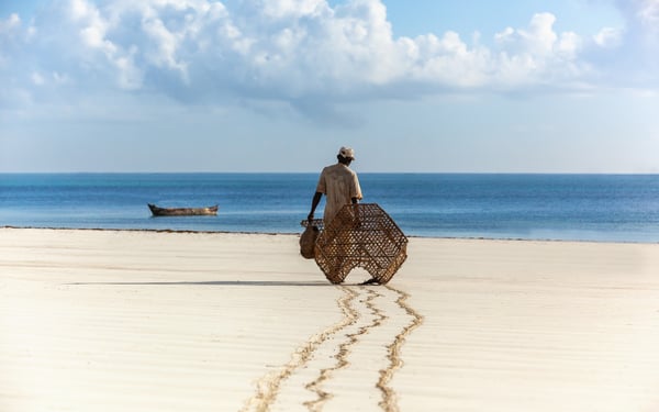 Fisherman on the beach near Mombasa