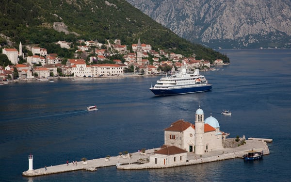 SeaDream Yacht Club in the Bay of Kotor, highlight of a Greece, Montenegro & Croatia cruise