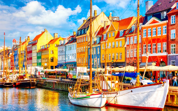 Nyhavn harbour in Copenhagen in Denmark