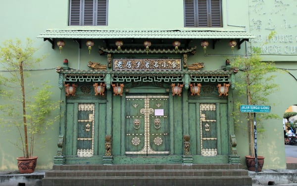Old temple door in George Town, Penang
