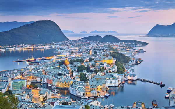 Aerial view of Alesund, Norway